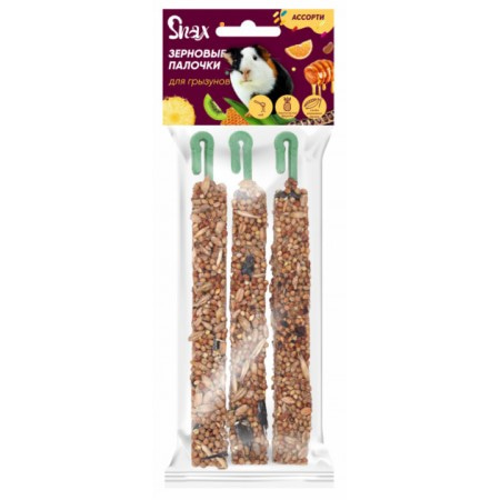 Зерновые палочки для грызунов Snax ассорти – тропические фрукты, мед, рожковое дерево, 3 шт., 75 г