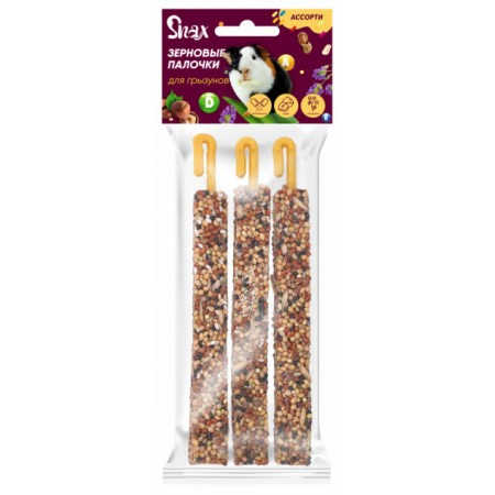 Зерновые палочки для грызунов Snax ассорти – витамины и минералы, люцерна, орех, 3 шт., 75 г