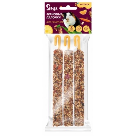 Зерновые палочки для грызунов Snax ассорти – овощи, тропические фрукты, орех, 3 шт., 75 г