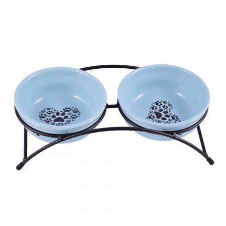 Миски Mr.Kranch на подставке для собак и кошек двойные 2x290 мл синие Миски Mr.Kranch на подставке для собак и кошек двойные 2x290 мл синие