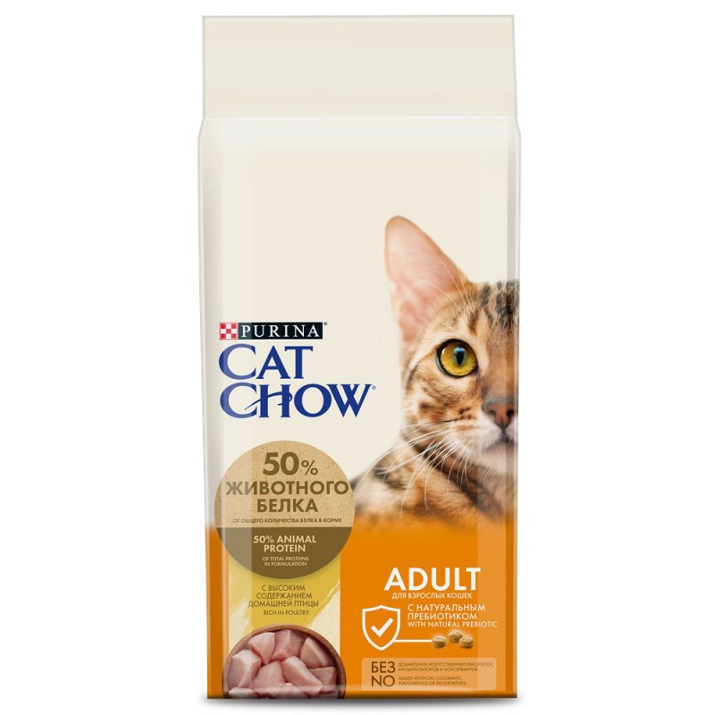Сухой корм Purina CAT CHOW (Пурина КЭТ ЧАУ) Adult Poultry для взрослых кошек, с домашней птицей, 15 кг