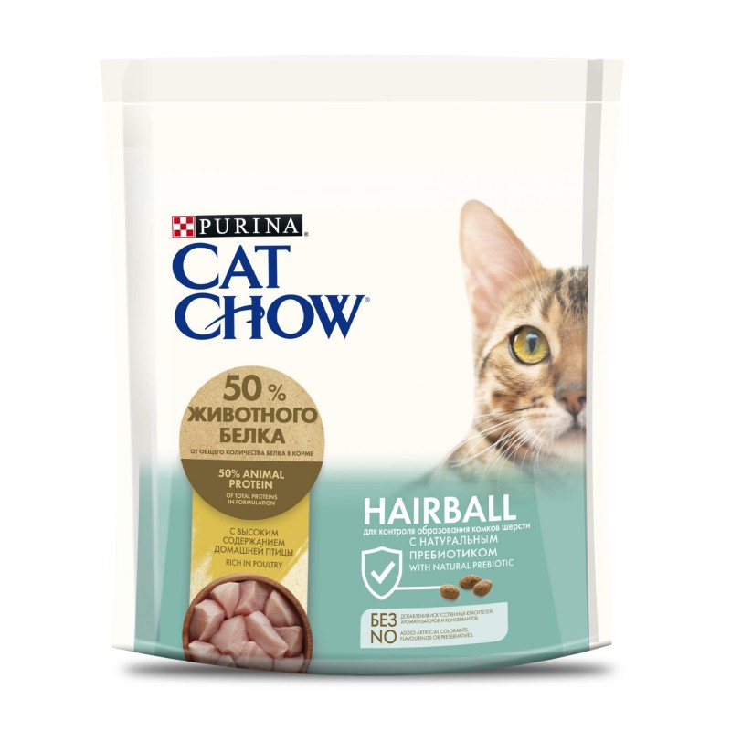 Сухой корм Purina CAT CHOW (Пурина КЭТ ЧАУ) Special Care Hairball Control для кошек для контроля образования комков шерсти, с домашней птицей, 400 гр