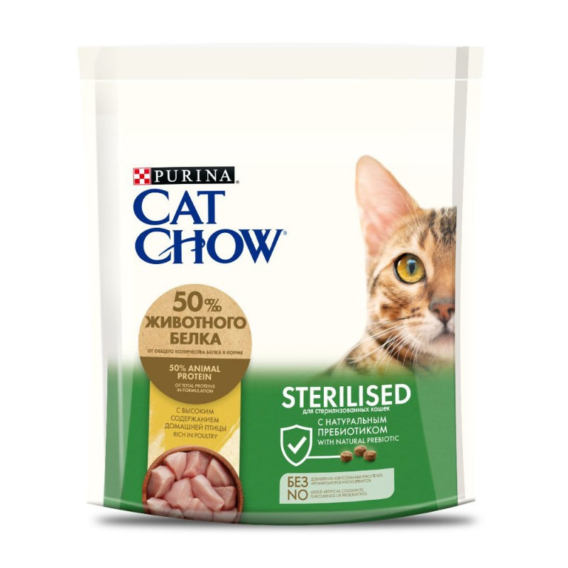 Корм сухой с курицей Purina CAT CHOW (Пурина КЭТ ЧАУ) "Special Care" Sterilized для стерилизованных кошек и кастрированных котов, 400 гр