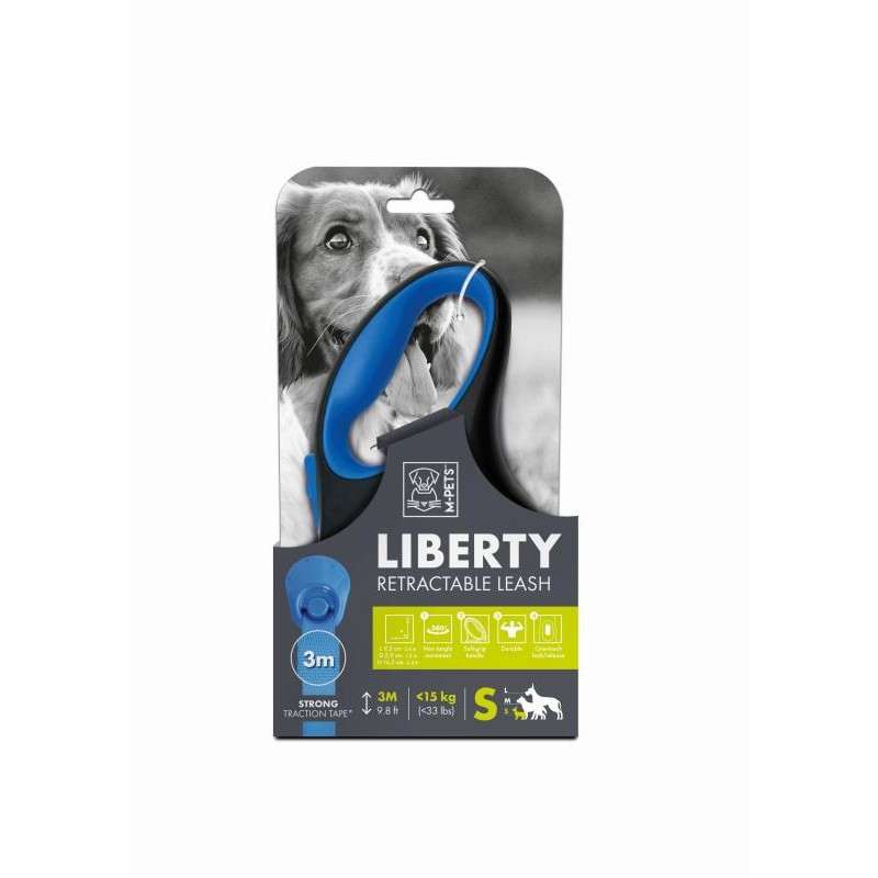 Купить Поводок-рулетка LIBERTY 3 м, до 15 кг, S, 16.3 x 9.2 x 3.9 см, синий M-Pets в Калиниграде с доставкой (фото)