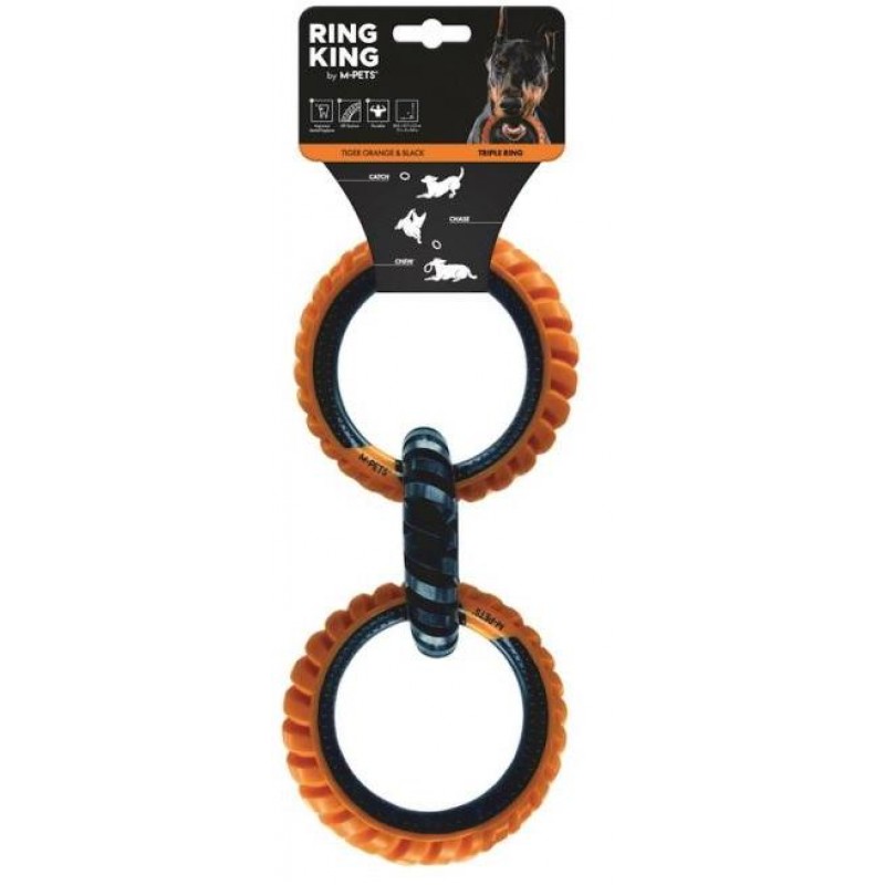 Купить M-PETS Игрушка для собак кольцо RING KING тройное, цвет черный/оранжевый M-Pets в Калиниграде с доставкой (фото)