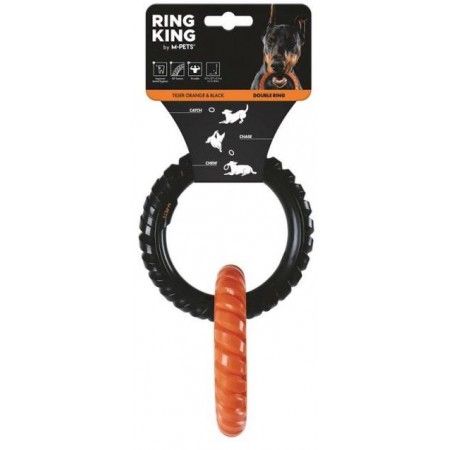 M-PETS Игрушка для собак кольцо RING KING двойное, цвет черный/оранжевый