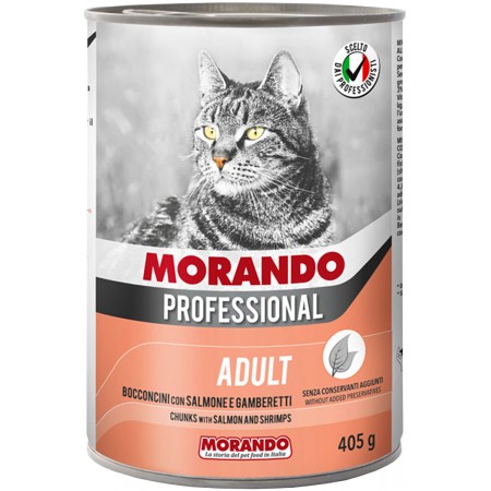 Влажный корм MORANDO PROFESSIONAL для взрослых кошек кусочки с креветками и лососем в соусе 405 гр