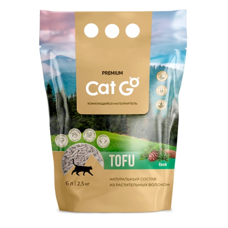 Купить Наполнитель Cat Go TOFU для кошачьего туалета, комкующийся, тофу, хвоя, 2.5 кг / 6 л Cat Go в Калиниграде с доставкой (фото)