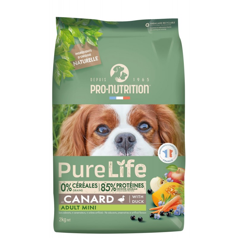 Купить Pro-Nutrition Pure Life Adult Mini беззерновой холистик корм для собак мини пород с уткой, 2 кг Pro-Nutrition Flatazor PURE LIFE в Калиниграде с доставкой (фото)