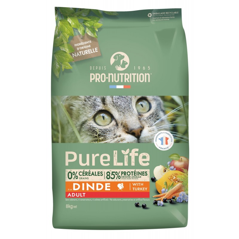 Купить Беззерновой гипоалергенный холистик корм для кошек Pro-Nutrition PURE LIFE, с индейкой, 8 кг Pro-Nutrition Flatazor PURE LIFE в Калиниграде с доставкой (фото)