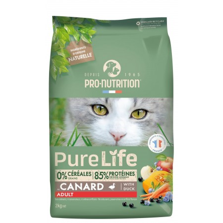 Беззерновой гипоалергенный холистик корм для кошек Pro-Nutrition PURE LIFE, с уткой, 2 кг