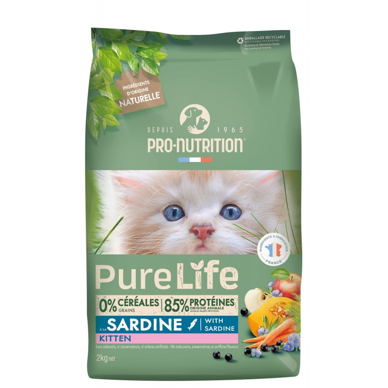 Купить Беззерновой гипоалергенный холистик корм для котят Pro-Nutrition PURE LIFE KITTEN, с сардинами, 2 кг Pro-Nutrition Flatazor PURE LIFE в Калиниграде с доставкой (фото)