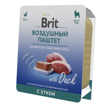 Консервы Brit Premium Воздушный паштет с уткой для взрослых собак мини пород, 100 гр