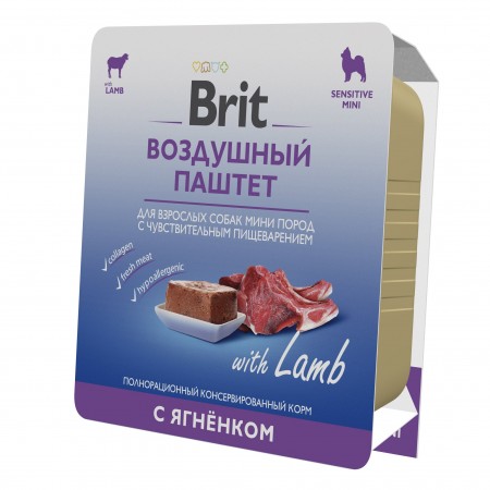 Консервы Brit Premium Воздушный паштет с ягненком для собак мини пород с чувствительным ЖКТ, 100 гр