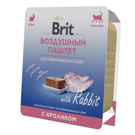 Консервы Brit Premium Воздушный паштет с кроликом для взрослых стерилизованных кошек, 100 гр