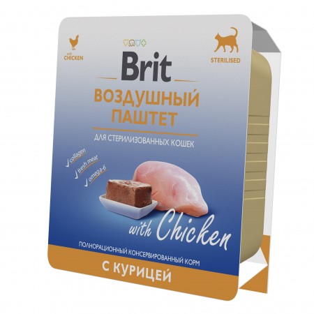 Консервы Brit Premium Воздушный паштет с курицей для взрослых стерилизованных кошек, 100 гр