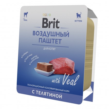 Консервы Brit Premium Воздушный паштет с телятиной для котят, 100 гр