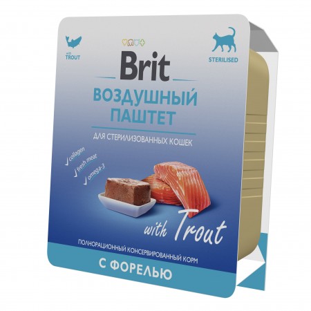 Консервы Brit Premium Воздушный паштет с форелью для взрослых стерилизованных кошек, 100 гр