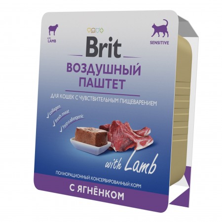 Консервы Brit Premium Воздушный паштет с ягненком для взрослых кошек с чувствительным пищеварением, 100 гр