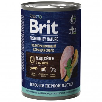 Консервы Brit Premium by Nature с индейкой и тыквой для собак с чувствительным пищеварением, 410 г