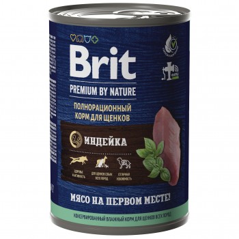 Консервы Brit Premium by Nature консервы с индейкой для щенков всех пород, 410 гр