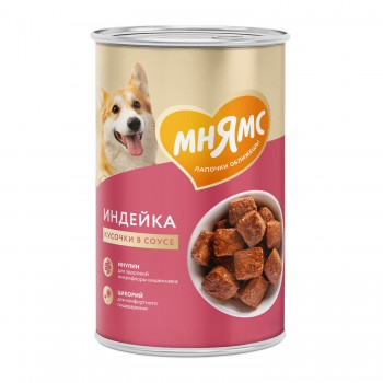 Консервы Мнямс Комфортное пищеварение кусочки в соусе с индейкой, для собак, 400 г