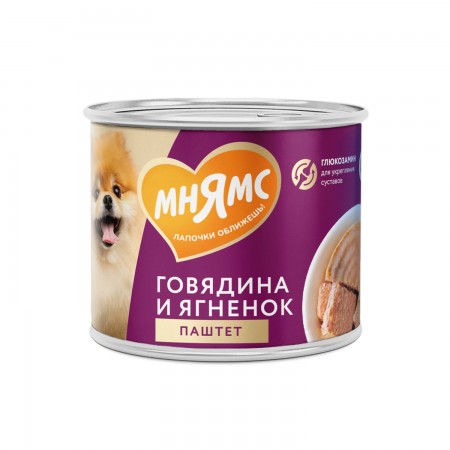 Безглютеновые консервы для собак Мнямс Здоровые суставы паштет из говядины и ягненка, 200 г