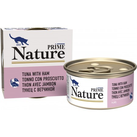 Prime Nature консервы супер-премиум класса для кошек тунец с ветчиной, 85 г