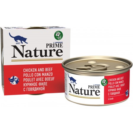 Prime Nature консервы супер-премиум класса для кошек куриное филе с говядиной, 85 г