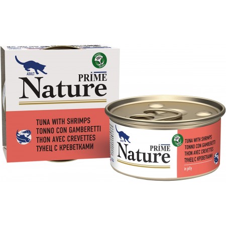 Prime Nature консервы супер-премиум класса для кошек тунец с креветками, 85 г