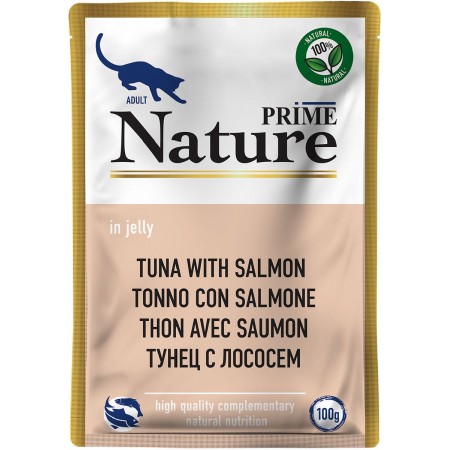 Prime Nature консервы супер-премиум класса для кошек Тунец с лососем в желе пауч, 100г