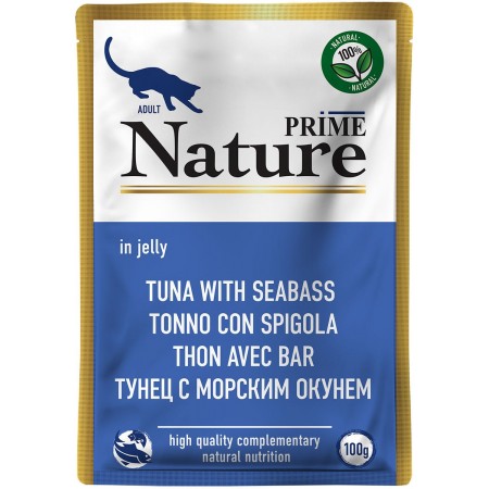 Prime Nature консервы супер-премиум класса для кошек тунец с морским окунем, 100г