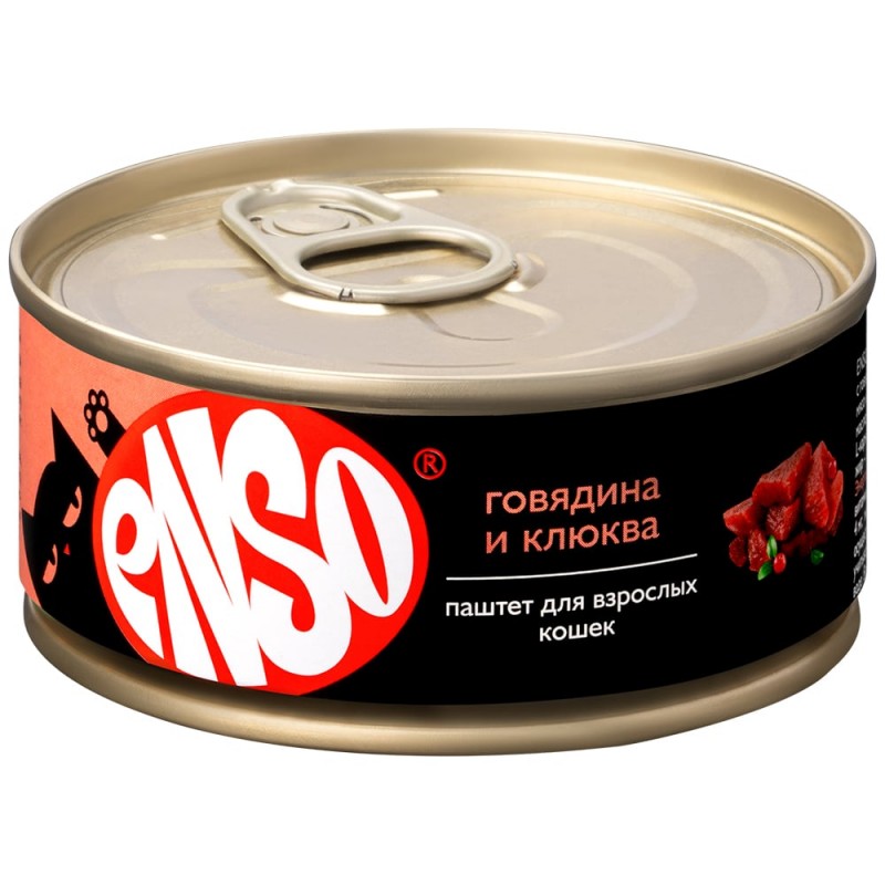 Купить Консервы ENSO паштет с говядиной и клюквой для взрослых кошек 100 гр ENSO в Калиниграде с доставкой (фото)