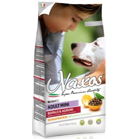 Безглютеновый гипоаллергенный корм Naxos Adult Mini для собак мелких пород с буйволом и цитрусовыми, 2,5 кг