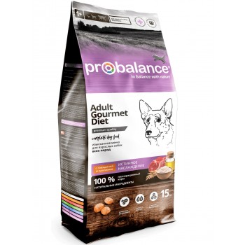 Probalance Gourmet Diet Beef & Rabbit сухой корм для собак говядина-кролик, 15 кг
