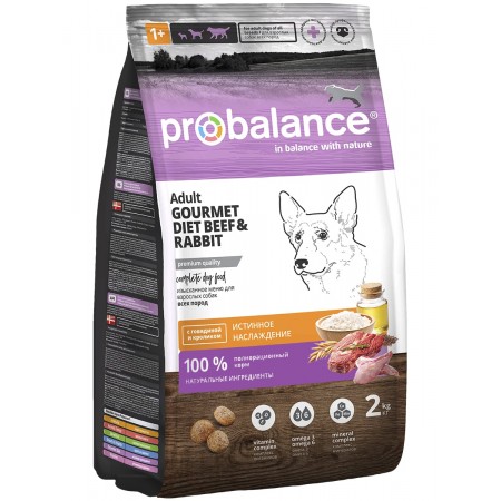 Probalance Gourmet Diet Beef & Rabbit сухой корм для собак говядина-кролик, 2 кг