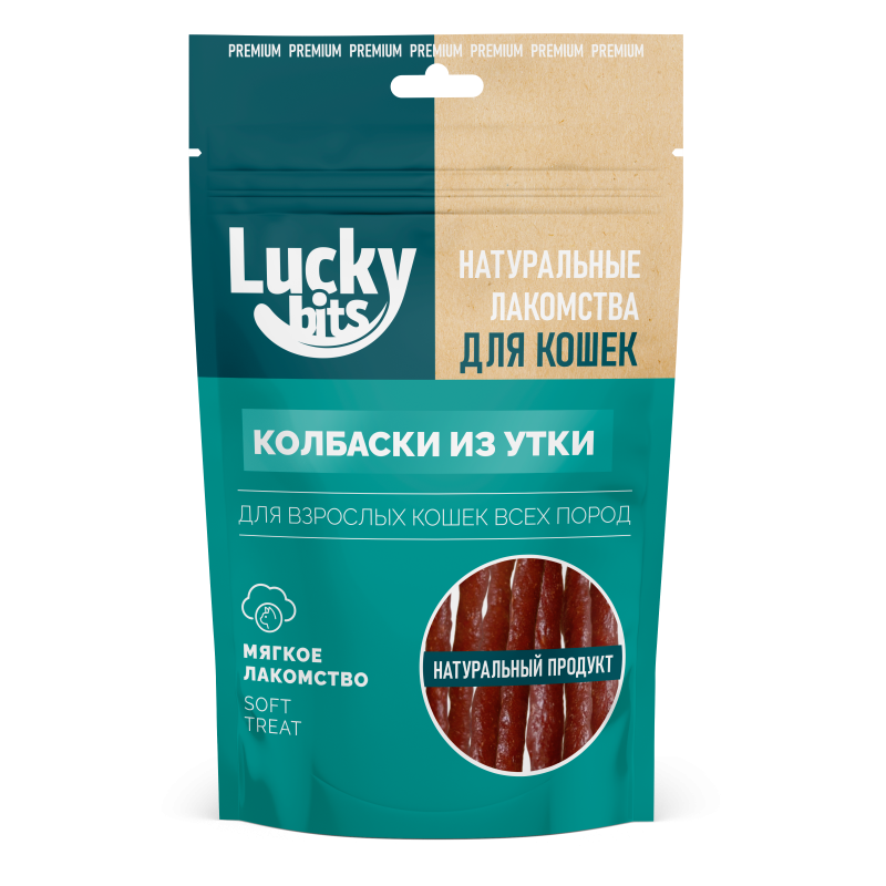 Купить Лакомства для кошек Lucky bits колбаски из утки 30 гр Lucky bits в Калиниграде с доставкой (фото)