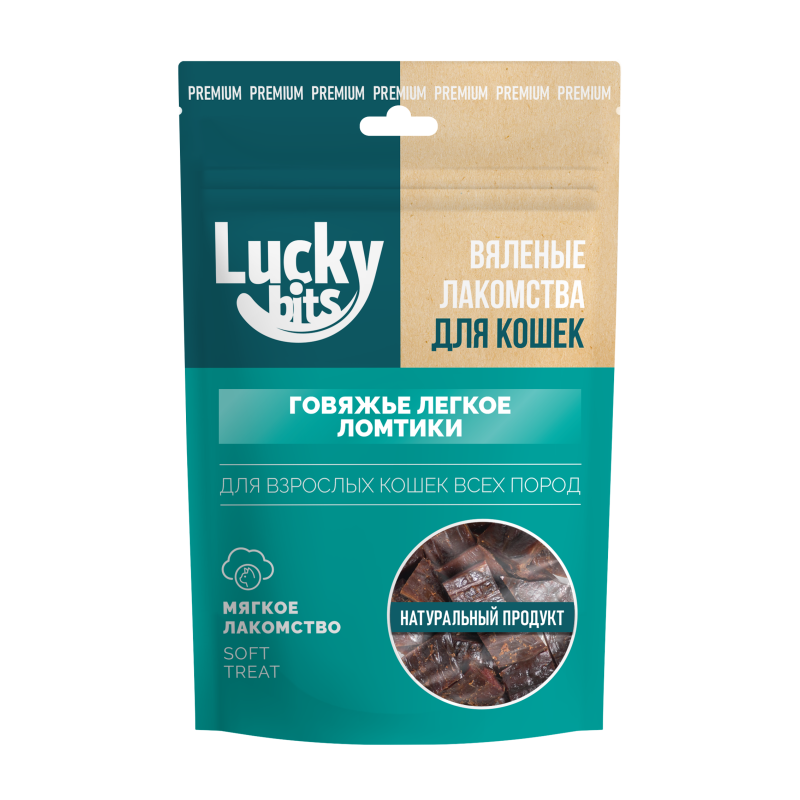 Купить Лакомство для кошек Lucky bits говяжье легкое ломтики 30гр Lucky bits в Калиниграде с доставкой (фото)