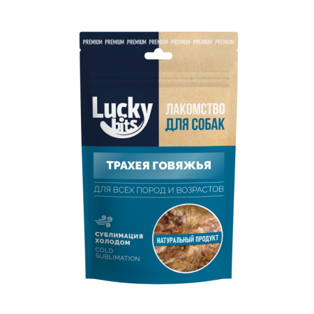 Лакомство сублимированное д/собак Lucky bits Трахея говяжья 50г Лаки битс