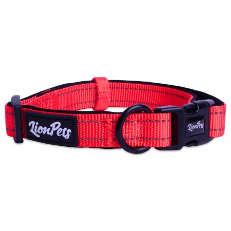 Ошейник для собак LionPets из полиэстера с неопреном и светоотражающими полосками LPO-00510-2, Обхват 25-40 см, ширина 2,0 см