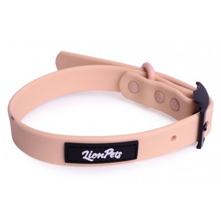 Ошейник из биотана LionPets с металлической пряжкой, Размер S обхват шеи 19-28 см, ширина 1,9 см, Песочный