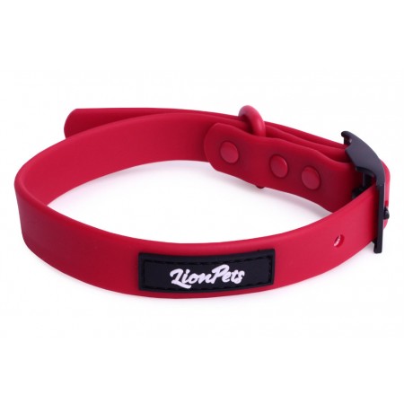 Ошейник из биотана LionPets с металлической пряжкой, Размер S обхват шеи 19-28 см, ширина 1,9 см, Красный