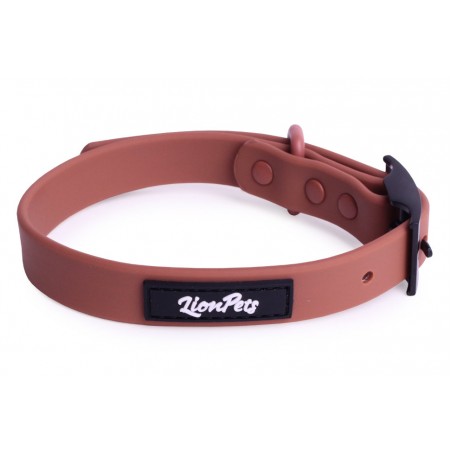 Ошейник из биотана LionPets с металлической пряжкой, Размер S обхват шеи 19-28 см, ширина 1,9 см, Коричневый