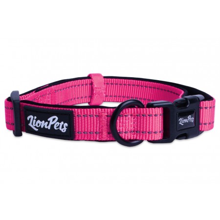 Ошейник для собак LionPets из полиэстера с неопреном и светоотражающими полосками, Обхват 25-40 см, ширина 2,0 см