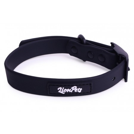 Ошейник из биотана LionPets с металлической пряжкой, Размер S обхват шеи 19-28 см, ширина 1,9 см, Чёрный