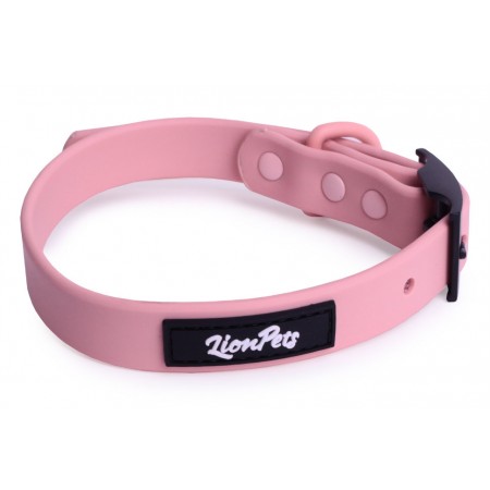 Ошейник из биотана LionPets с металлической пряжкой, Размер S обхват шеи 19-28 см, ширина 1,9 см, Розовый