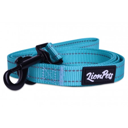 Поводок для собак LionPets из полиэстера со светоотражающими полосками, Ширина 2.5 см, длина 1,5 метра, Бирюзовый LP-710-4