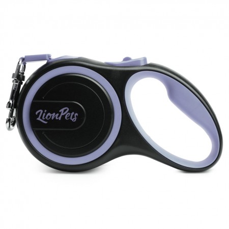 Поводок-рулетка LionPets Чёрно-серый PR8805-5, Размер S длина 3 м