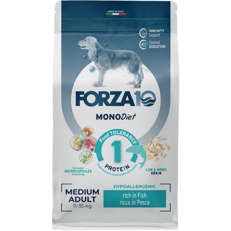 Сухой корм FORZA10 DOG MEDIUM MONODIET LOW GRAIN монобелковый для взрослых собак средних пород при аллергии с рыбой (1,5 кг)
