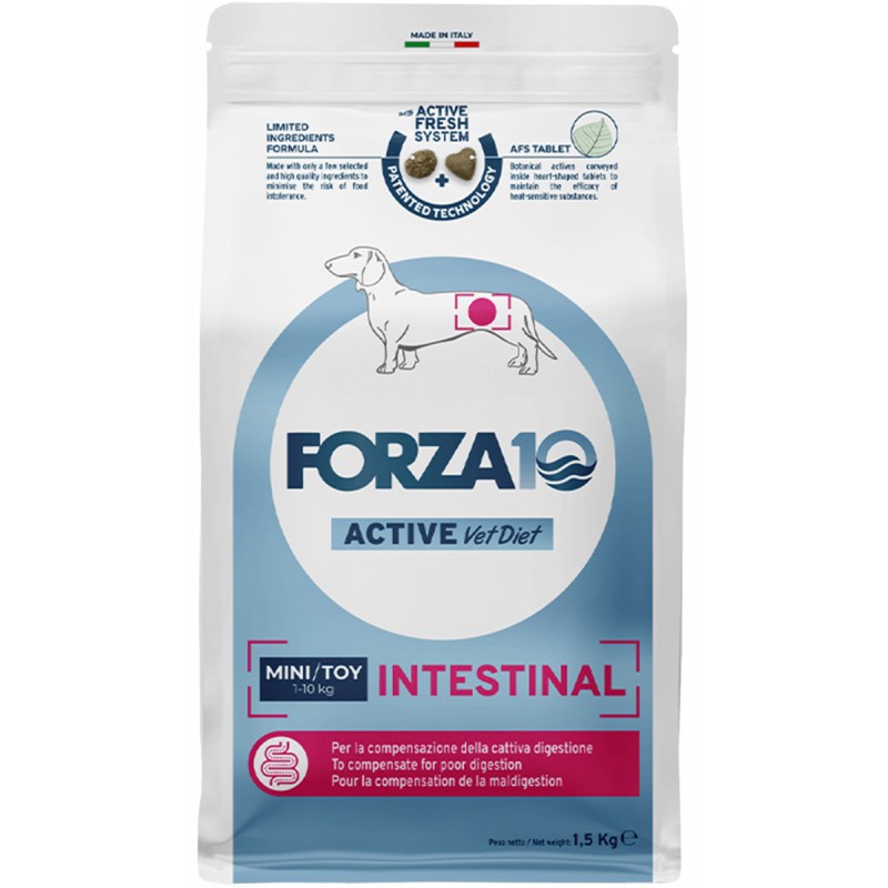 Купить Сухой корм FORZA10 DOG ACTIVE VET DIET MINI TOY INTESTINAL ACTIVE для взрослых собак маленьких пород при заболеваниях желудочно-кишечного тракта (1,5 кг) Forza 10 в Калиниграде с доставкой (фото)